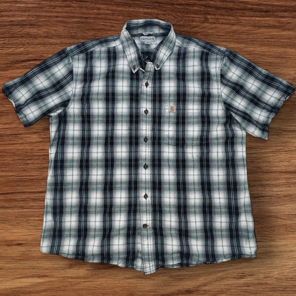 Carhartt Mechanic Shirt Men XL Plaid Relaxed SS Button Essential Normcore